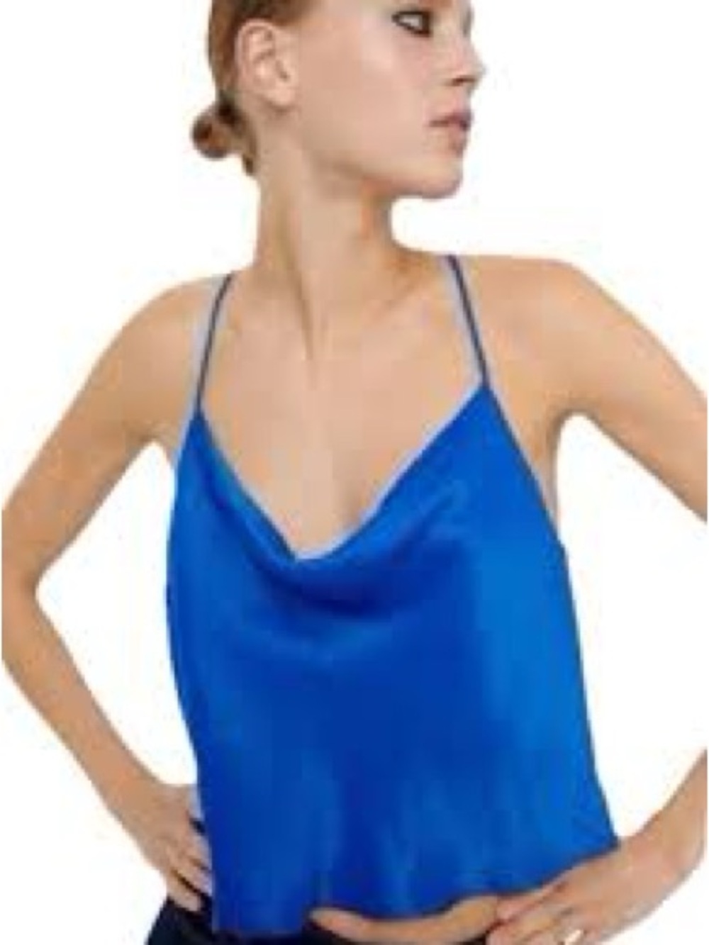 Zara Royal Blue Satin Cowl Neck Camisole